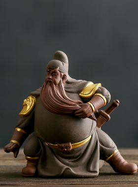 中式创意关羽关公陶瓷p摆件家居客厅书法玄关桌面装饰品工艺品送