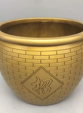 铜缸纯铜大号百福故宫缸招财风水聚宝盆摆件烟灰缸办公室装饰礼品