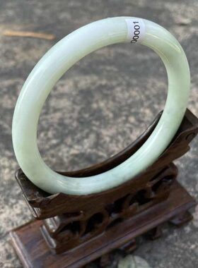 全新天然玉石手镯少女款蓝田玉老坑一级细料翠玉镯子细圆条送证书