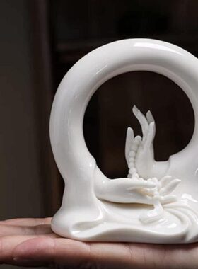 陶瓷车载摆件禅意佛手  和谐佛手创意个性车内仪表盘饰品家居工艺