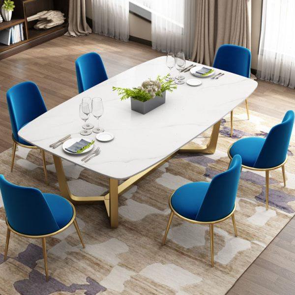 轻奢大理石餐桌椅组合 后现代简约小户型铁艺长方形家用吃饭桌,淘宝优惠券,粉丝福利购,淘宝优惠卷