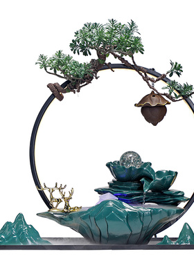 新中式禅意招财i流水摆件家居客厅玄关桌面转运球喷泉景观送礼礼