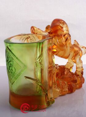 琉璃摆件竹福笔筒创意家居饰品送长辈领导同事朋友同学生日的礼物