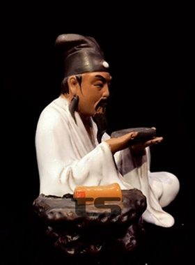 特苏东坡观砚中式人物石湾公仔陶瓷客厅玄关盆景园林手工家居摆件