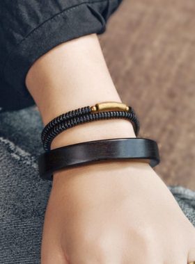 原创黑檀木珠子串珠手串女简约个性手镯情侣款手饰复古男士手链潮