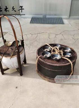 怀旧老物件豆腐脑挑子老式卖豆腐脑扁担挑子旧式老豆腐叫卖挑子