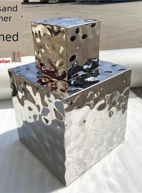 高端轻奢不锈钢几何水波纹落地式装饰饰品酒店金属抽象广场艺术雕