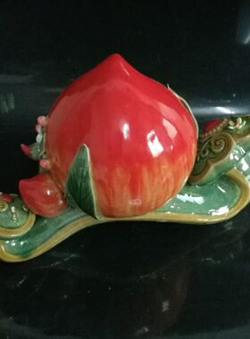 陶瓷大号寿桃摆件老人生日礼物贺寿礼品礼品客厅家居装饰品摆设