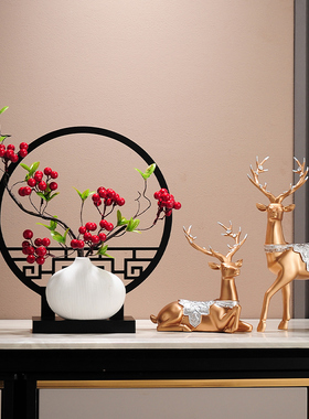 新中式摆件古e风花瓶禅意茶室布置入户玄关茶几展示柜电视柜装饰