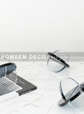 现代简约玻璃g球摆件样板房间客厅书房书柜桌面软装饰品玄关柜摆