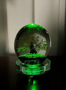 轻奢水晶摇钱树摆件招财琉璃工艺品发财树客厅玄关酒柜软装饰品