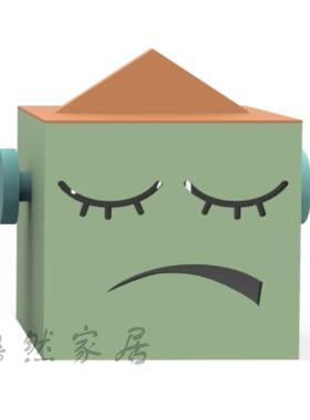 原版可爱简约木质表情收纳盒子 样板间儿童房薄荷蓝柠檬黄摆件