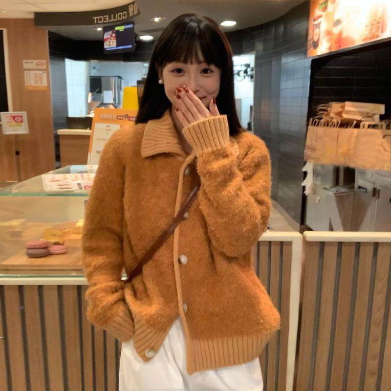 慵橘色复古毛衣外套女秋冬CAM466502025新款深秋初冬搭针织穿开上,淘宝优惠券,粉丝福利购,淘宝优惠卷