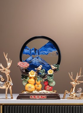 五福临门招财葫芦流沙画 画摆件新中式家居客厅玄关电视柜酒柜装