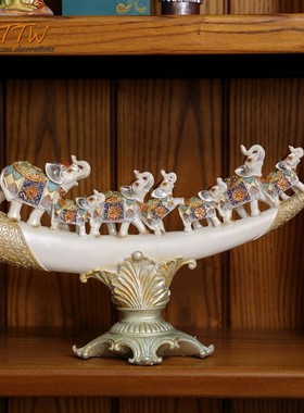 吉祥家居饰品大象摆件客厅桌面装饰玄关电视柜酒柜轻奢小摆设礼物