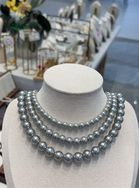 高端的灰色珍珠项链~复古无障碍的豪华时尚2024新热风格毛衣链项