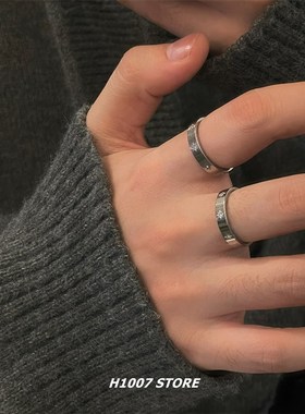 2025年新款星芒钛钢男款戒指女小众设计感指环食指戒轻奢情侣对戒