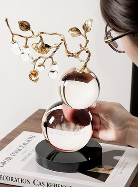 水晶葫芦摆件轻i奢高档莲花客厅玄关电视柜装饰乔迁新居礼物送朋