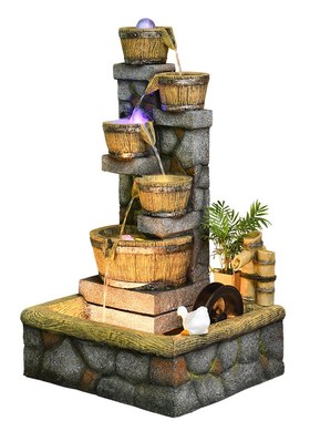 庭院鱼池景观假山流水喷泉生财室内阳台角落造景养鱼缸循环水摆件