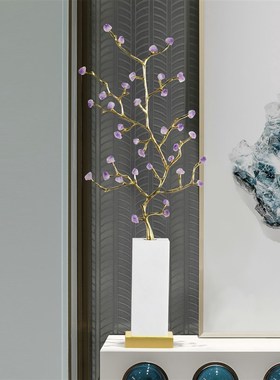 紫水晶发财树客厅入户玄关壁龛招财工艺礼品摆饰公司乔迁新Y居艺