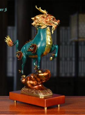 箐铜记《风火祥云》麒麟黄铜一对铜摆件家居装饰品客厅玄关礼品
