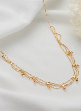 DIY简约豆豆蕾丝链条水波链珍珠拼接项链多层珍珠配件五金首饰