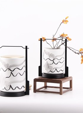 现代新中式e金属提盒摆件样板房售楼处客厅玄关博古架家居装饰摆