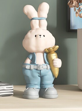 创意兔子客厅桌面摆件家居饰品办公室玄关电O视柜酒柜装饰生日礼