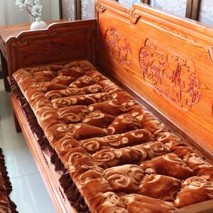 毛绒实木沙发垫高档加厚防滑真皮红木沙发座垫联邦椅坐垫长椅垫冬