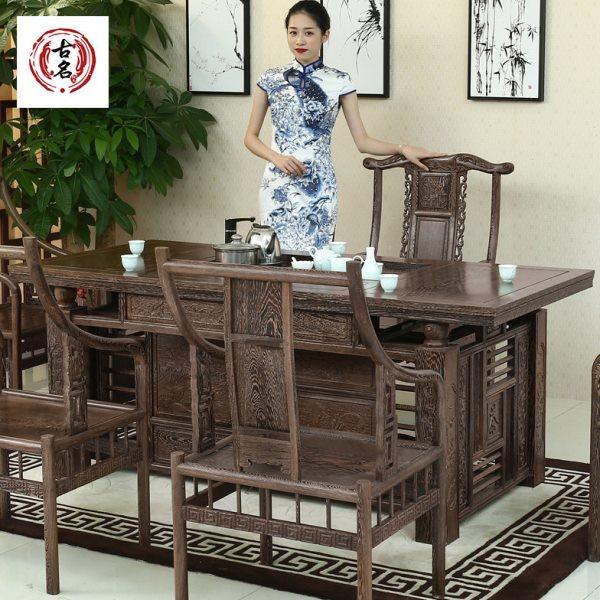 红木家具鸡翅木茶台中式原木红木茶桌椅组合实木泡茶桌仿古茶几,淘宝优惠券,粉丝福利购,淘宝优惠卷