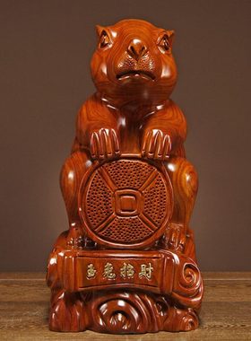 花梨木雕兔子摆件实木动物十二生肖兔家居客厅装饰送礼红木工艺品