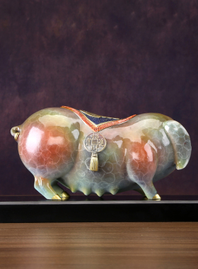 纯铜猪摆件十二生肖猪福猪吉x祥物生日礼品家居玄关电视柜装饰品