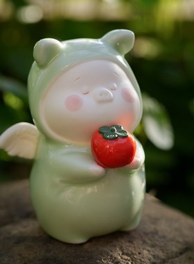 创意诸事大吉家居摆件精品可爱小柿子小猪装饰工艺品客厅书房摆件