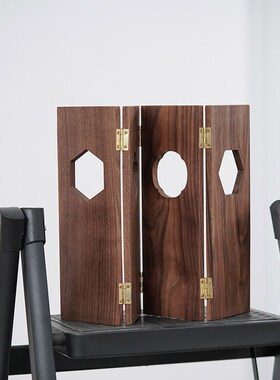 黑胡桃木摆件桌面小屏风隔断摆设创意高级工艺品装饰迷你家居摆件