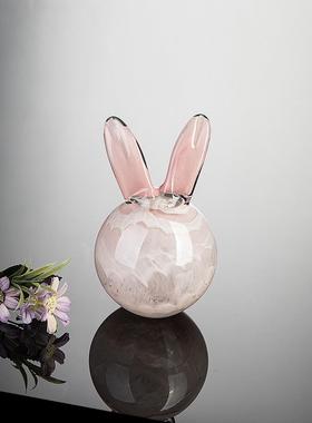 小清新轻奢琉璃兔现代简约客厅台面摆件家居装饰品可爱生日礼物