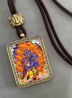 五路财神唐卡 非手绘唐卡吊坠厂家批H发景区夜市地摊招财配饰纪念