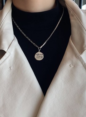 不锈钢梵文字母h吊坠项链时尚设计感不褪色项链女ins冷淡风锁骨链