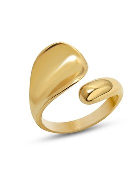 marka法式风格ringsu简约几何凹痕素圈戒指钛钢18k金食指戒指环