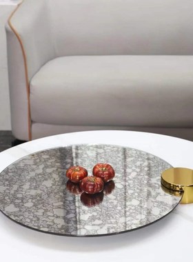 欧式轻奢几何圆形金属托盘摆件客厅卧室玄关N酒店样板房家居装饰