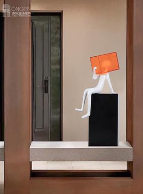 现代简约抽象艺术人物雕塑摆件创意家居玄关客厅落地装饰艺术品