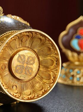 慧宝纯铜八吉祥龙王宝瓶观音财神龙王家居摆件摩尼宝净水瓶摆件