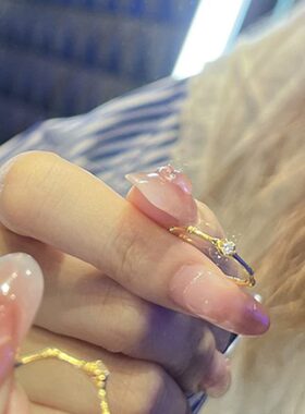 竹子指环镶嵌超闪锆石竹节戒指女气质个性轻奢食指戒精致简约百搭