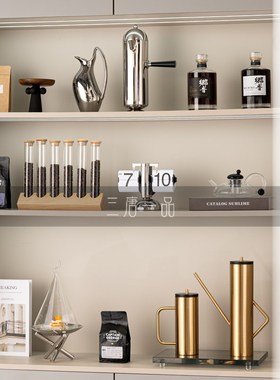 现代样板间咖啡厅主题套装厨房橱柜软装售楼处水吧台接待厅摆件