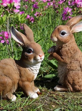 户外花园庭院装饰品仿真兔子摆件幼儿园草坪花镜道具名宿场景布置