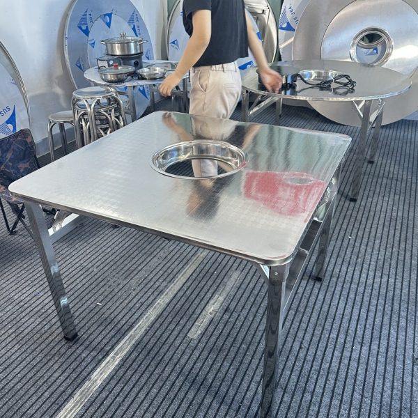 加厚全不锈钢火锅桌配下沉电磁炉方桌商用餐饮电陶炉餐桌,淘宝优惠券,粉丝福利购,淘宝优惠卷