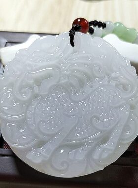 天然青白玉麒麟吊坠貔貅元宝玉佩圆牌男女情侣款挂件项链个性刻字