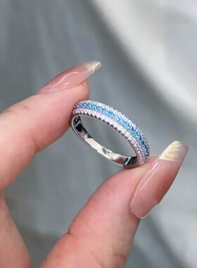 珠宝2024新款S925银帕拉伊巴排钻戒指Q女日常轻奢百搭款指环