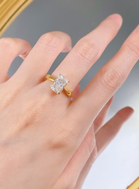 珠宝2024新款9o25银高碳钻冰花切割长方形7*10欧美爆款指环