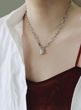别针锁头粗链条项链女ins小众个D性简约时尚冷淡风锁骨链毛衣链