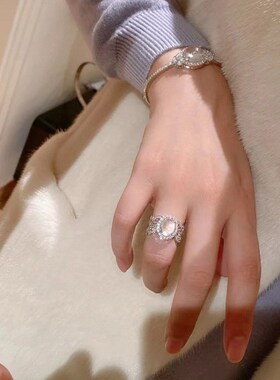 珠宝 天然i水沫玉戒指女925银种玉石8*10鸽子蛋中国时尚款